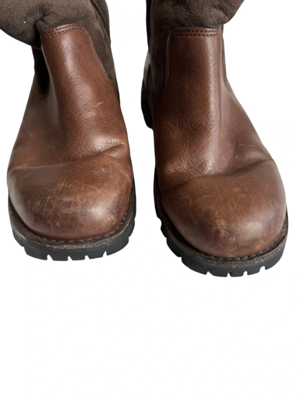 UGG Men's Brown Leather & Suede Insulated Short Boots - Picture 9 of 13